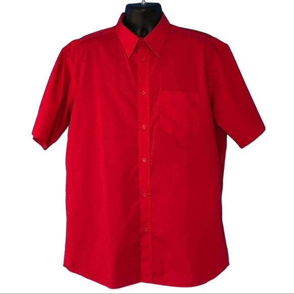 James & Nicholson Short Sleeve Red Button-Up Dress Shirt Size XL NWOT - Picture 2 of 9